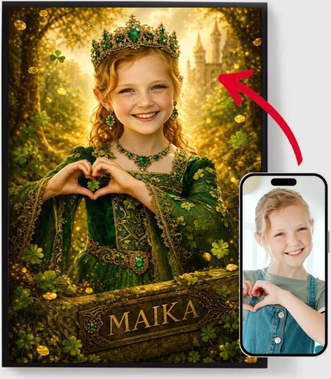 Personalisert Plakat Sjarmerende Kløverprinsesse AI Plakat