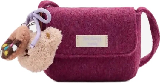 Mango Faux Fur Crossbody Bag With Hanging Teddy Charm - MEDIUM PURPLE - One Size