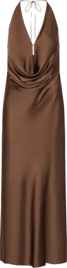 ROTATE Chiffon Halter Dress Brown 42 ROTATE Chiffon Halter Dress Brown 42