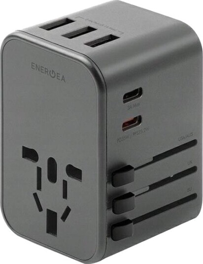 Energea Kablet Lader 4-I-1 3Xusb + 2Xusb-C Pd-Pps-Qc 3.0 35,5W 3A2c Adapter Travelworld Grå