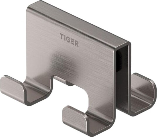 Tiger Caddy Dobbel Krok for Glassvegg 6 8 mm Børstet Stål