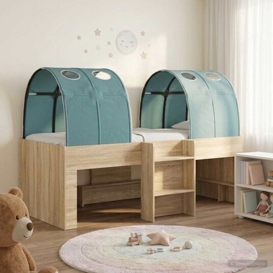  Seng med tunnel 4 pcs Sonoma eik og lyseblå Konstruert tre