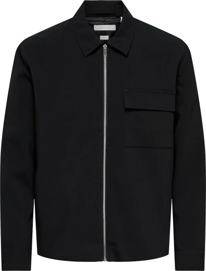 ONLY & SONS Onswill Reg 0292 Zip Overshirt Frml Noos   Black   L