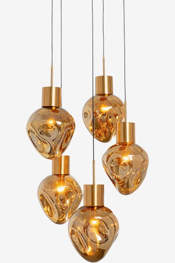 KARE Design Pendellampe Supernova Amber Cinque Ø50cm Gull KARE Design Pendellampe Supernova Amber Cinque Ø50cm Gull