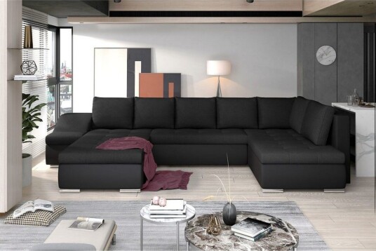 Seksjon Eltap Giovanni 351x82x190 cm Sawana 14 Soft 11 Svart Venstre