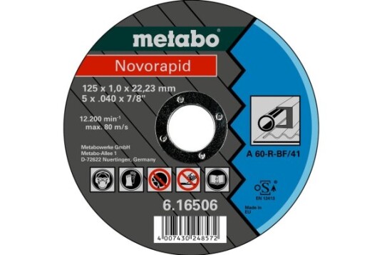 Metabo 616506000, Kutteskive, Flatt Senter, Stål, Metabo, 2,22 Cm, 12,5 Cm