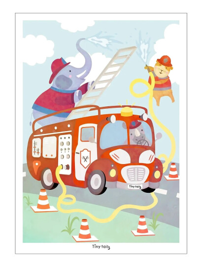 Poster & Frame Tiny Tails Brannbilplakat Red 50x70cm