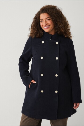 Zizzi Kåpe mParis L/S Coat Blå