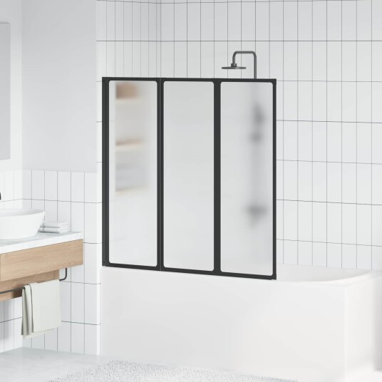 vidaXL Dusjvegg Svart 120 x 2 x 117 cm Aluminium Og PP