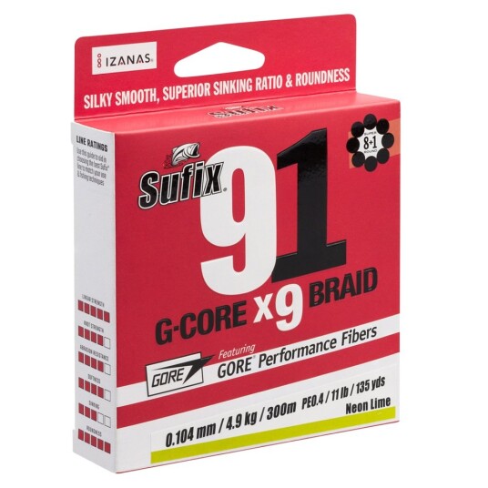 Sufix 91 Braid Neon Chartreuse 0.165mm 300m