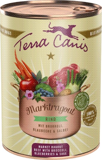 Terra Canis Våtfôr Markragout Med Brokkoli Blåbær & Salvie Okse 12 X 385 G