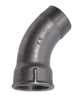 Sort Vinkel muffe/nippel 1/2" - 45 grader
