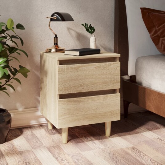 vidaXL Nattbord med heltre furuben sonoma eik 40x35x50 cm vidaXL Nattbord med heltre furuben sonoma eik 40x35x50 cm