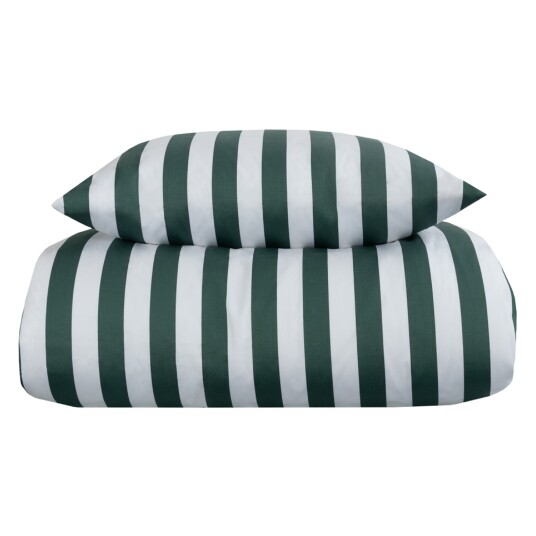 Borg Living Sateng sengesett - 150x210 cm - 100% Bomullssateng - Nordic Stripe Grønn