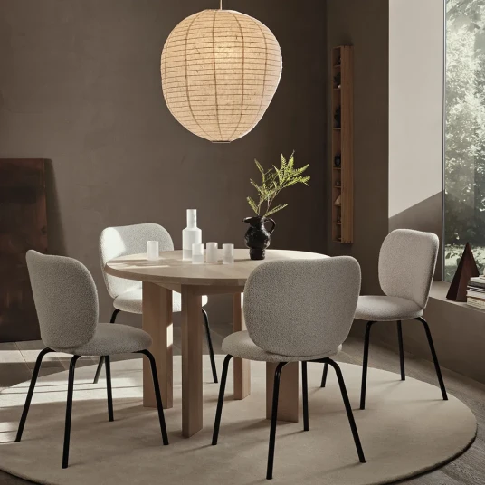 Ferm Living Rico Spisestol Black Soft Bouclé   Off white/Sand