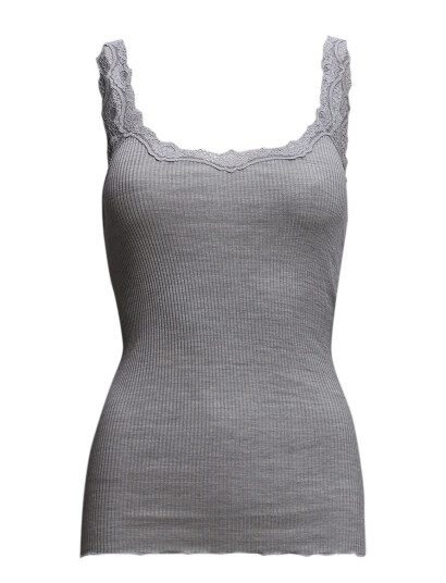 Rosemunde Rwbabette Silk Sl Deep Back Lace To - Grey - M Rosemunde Rwbabette Silk Sl Deep Back Lace To - Grey - M