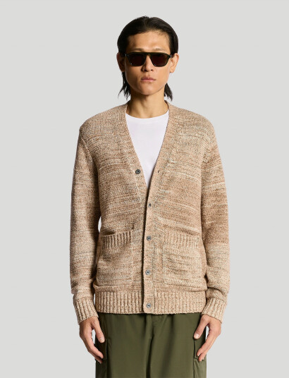 Lyle & Scott Multi Marl V Neck Cardigan - Beige - L Lyle & Scott Multi Marl V Neck Cardigan - Beige - L