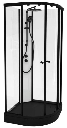 Vikingbad Sofia Svart Matt Dusjkabinett - Hvit Søyle / 90x90cm Klart Glass