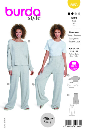 Burda 5853 - Homewear EUR: 34-44, US: 8-18