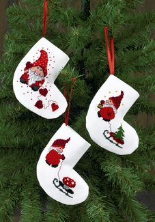 Permin Broderipakke Julestrømper Julenisser 3-pk