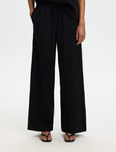 Selected Slfluisa Mw Wide Linen Blend Pant Noos Black 36