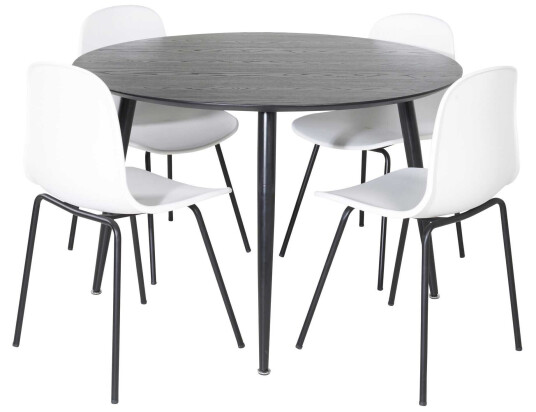 Venture Design Dipp & Arctic spisegruppe Svart/hvit 4 st stoler & bord 115 cm