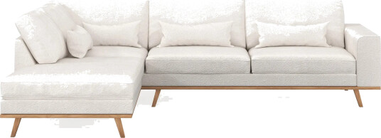 Copenhagen 4 seters Venstrevendt L formet Sjeselongsofa i Bouclé Hvit