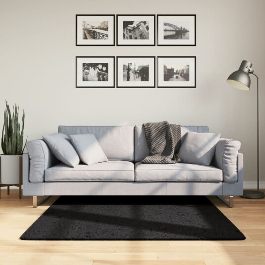 Teppe OVIEDO kort luv svart 120x120 cm 8721012231566