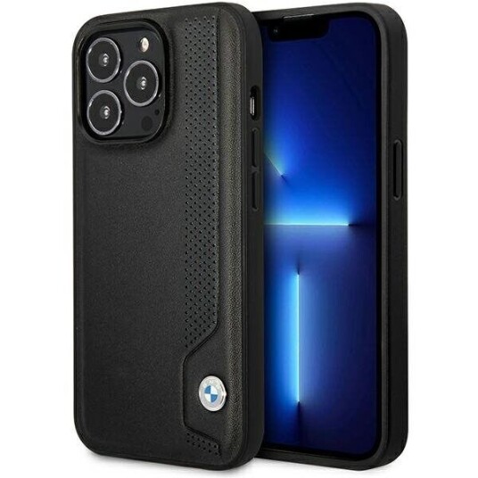 Veske BMW Bmhcp14l22rbdk Iphone 14 Pro 6,1" Svart/Svart Hardt Deksel, Blå Prikker I Lær
