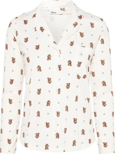 Etam Ruby   Long Sleeve Pyjama Shirt   CREAM   S