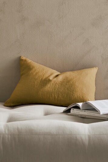 Ellos Home Putetrekk Candice Zip i vasket lin 40x60 cm Grønn