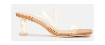 BUBBLEROOM Adella Vinyl Heeled Sandal Beige / Transparent 36