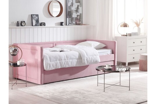 Dagseng 90 x 200 cm fløyel rosa MIMIZAN Rosa