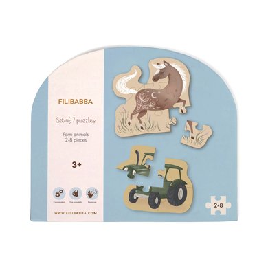 Filibabba Sett med 7 puslespill Bondegårdsdyr Filibabba Sett med 7 puslespill Bondegårdsdyr