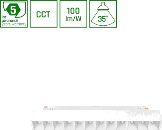 12W GRID S skinnespot til System Shift 48V   48V CCT RA90 UGR19 35 40° 5 års garanti   Dimbar : Ikke dimbar Kulør : CCT Varm til Kald Hvit
