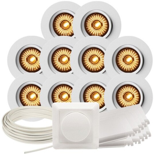 Namron Downlightpakke Alfa Warmdim Matt Hvit 10 Pk