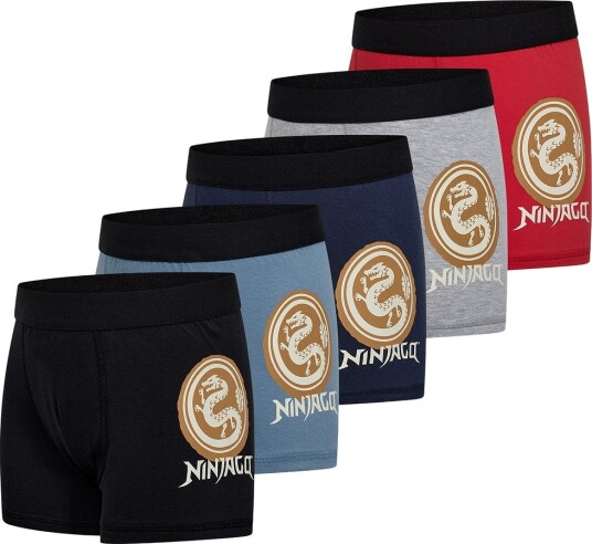 LEGO® Ninjago Boxershorts 5 pack LWAkio 706 Rød/Blå/Gr LEGO® Wear 7 8 år (122 128) Boxershorts Grå Lyseblå Marineblå Svart