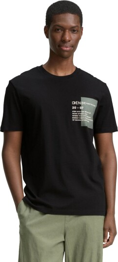 Tom Tailor Printed T Shirt Black XXL