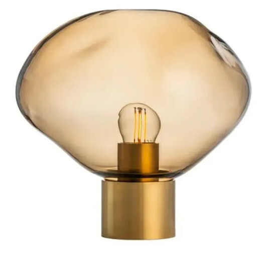 Crystal Stone bordlampe med messing base Brun