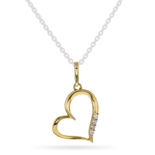 Pan Jewelry, Anheng i 585 gult gull med hjerte og zirkonia Pan Jewelry, Anheng i 585 gult gull med hjerte og zirkonia