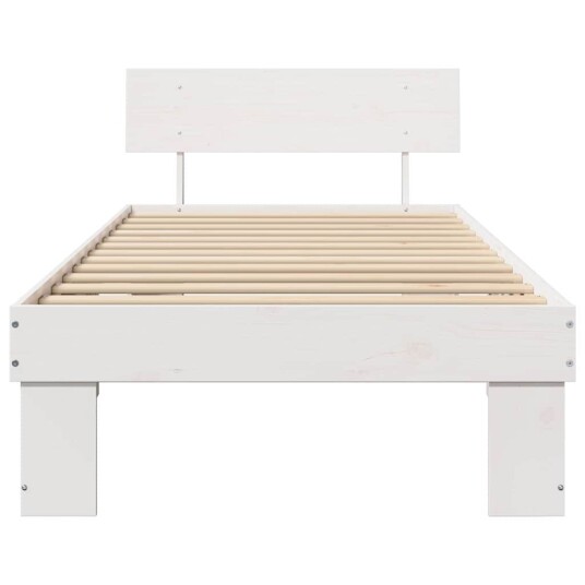  Sengestamme med hodegjerde Hvit 75 x 190 cm Massiv furu tre