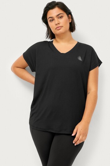 Zizzi   Treningstopp aBasic S/S V neck Tee   Svart