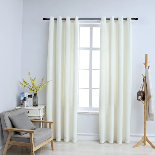 Vidaxl Lystette Gardiner Med Ringer 2 Stk Fløyel Kremhvit 140x225 Cm