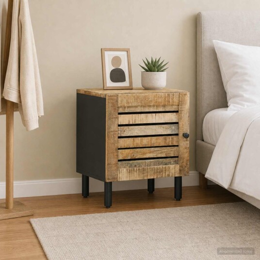 vidaXL Nattbord Naturlig 40 x 33 x 46 cm Massiv mango tre