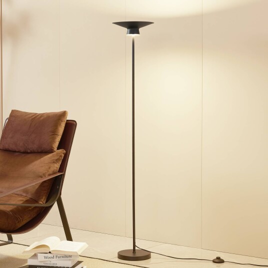 Lindby LED-gulvlampe Norvind svart metall 1 lyskilde