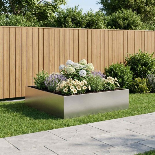 vidaXL Hageblomsterpotte Sølv 80 x 80 x 30 cm Rustfritt stål