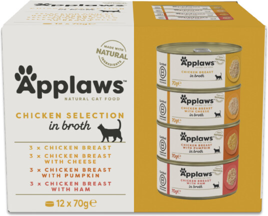 Applaws Kylling i Buljong Flerpakke 12 x 70 g - Våtfôr til Katt