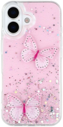 EIDERWOOD iPhone 17 Fleksibelt Plast Deksel med Sommerfugler - Gjennomsiktig / Rosa
