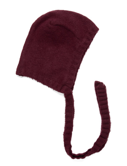 Monki Tied Knit Bonnet - Burgundy - ONE SIZE Monki Tied Knit Bonnet - Burgundy - ONE SIZE