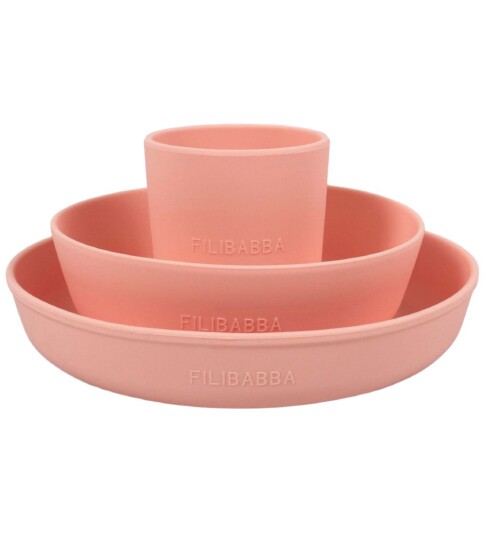 Filibabba Silikone Spisesæt - Peach - Pink - ONE SIZE Filibabba Silikone Spisesæt - Peach - Pink - ONE SIZE